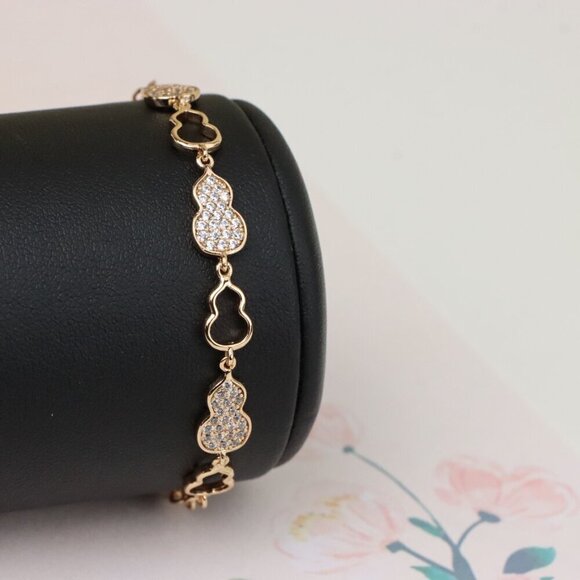 "Elegant Rose Gold Gourd Design Bracelet with Crystal Accents, XPBL0918 - Picture 8 of 12